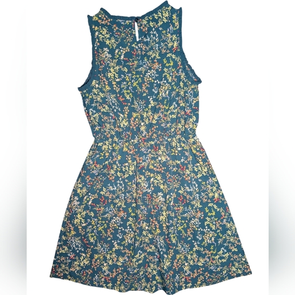 💥SALE💥 Merona Easter Dress In Floral Teal With Ruffle Trim Size Small - Picture 2 of 11